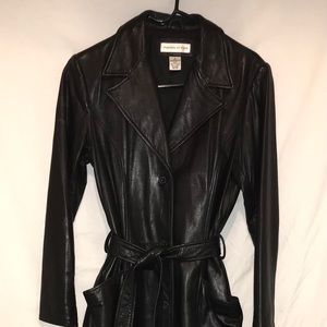 VINTAGE BLACK LEATHER TRENCH COAT Preston & York